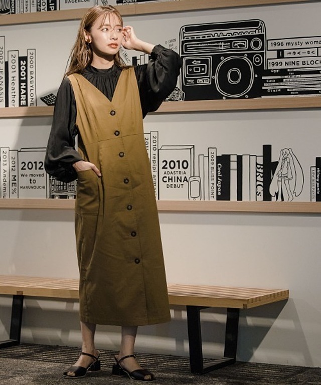 2WAYボタンジャンパースカート