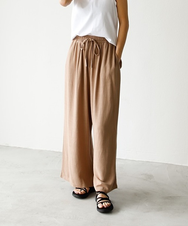 【Holiday】麻リラックスワイドパンツ