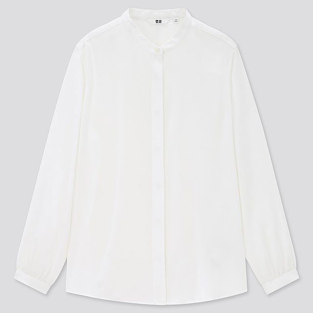 レーヨンバンドカラーブラウス（長袖）