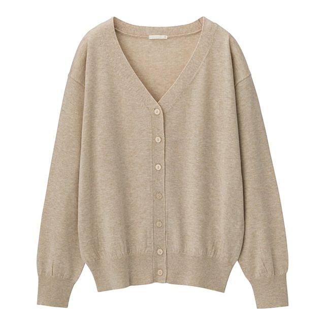 UVカットウォッシャブルVネックカーディガン(長袖)