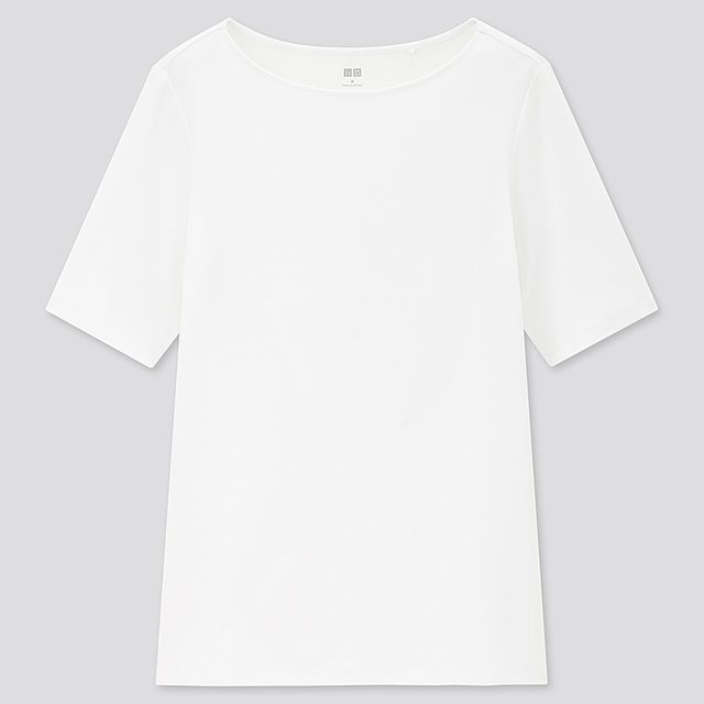 ストレッチコットンボートネックT（半袖）