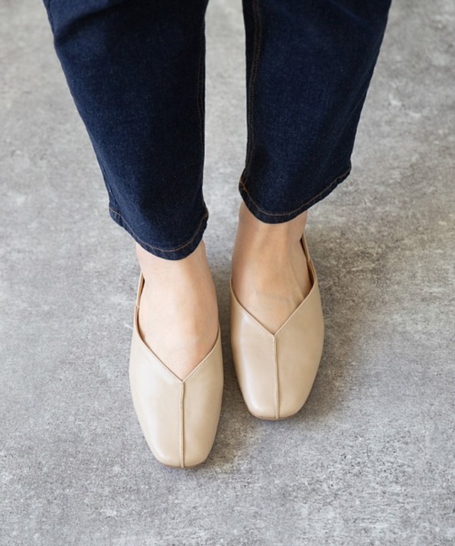 足首細見え 脚長効果もある 2WAY スクエアトゥ バブーシュ