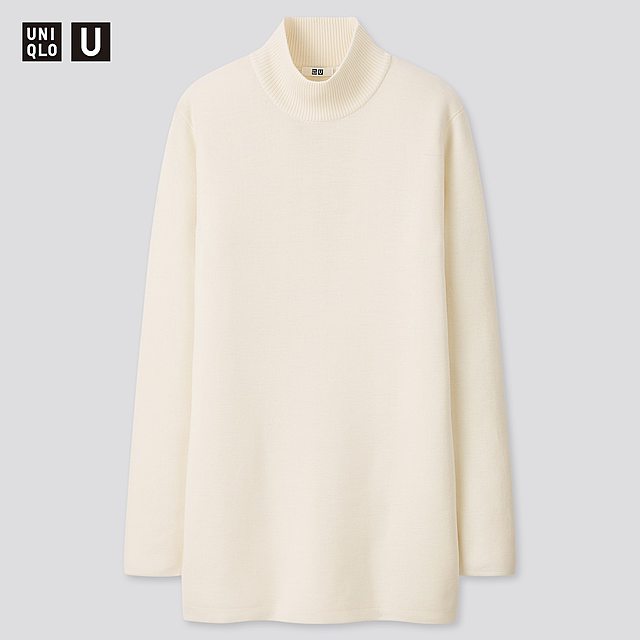 メリノブレンドモックネックチュニック（長袖）