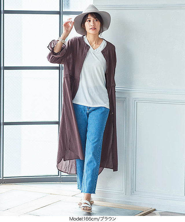 ガーゼロングガウンキャンディスリーブドロストシャツ