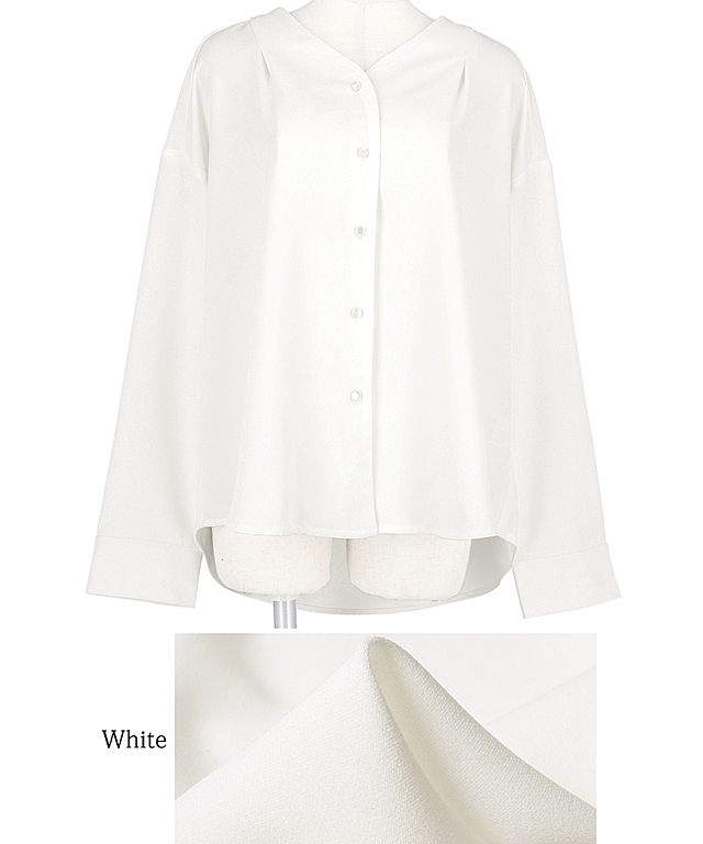 ブラウス レディース Vネック ノーカラー シャツ