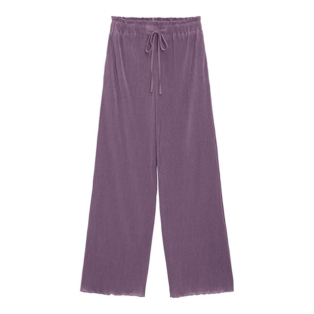 プリーツドローストリングイージーワイドパンツ