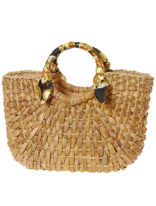 スカーフ付サークルハンドルかごバッグ