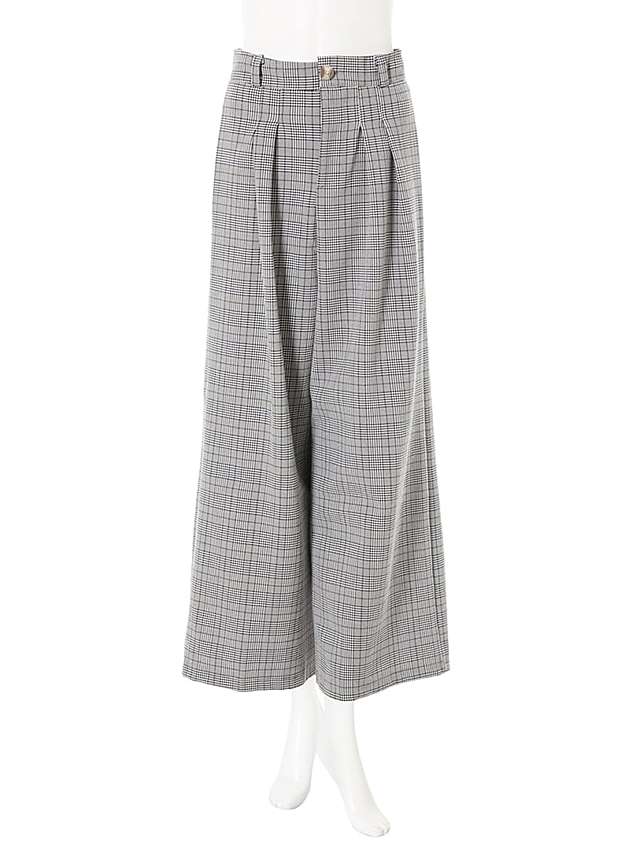 ツータックチェックワイドパンツ