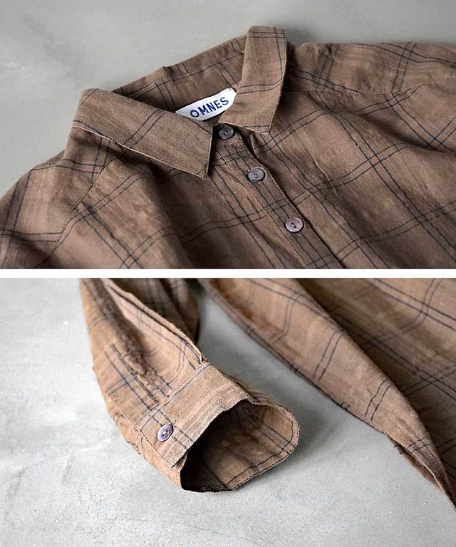 【GINGER 7・8月合併号掲載】【OMNES】シアーチェック ビッグシャツワンピース【1520-9009】