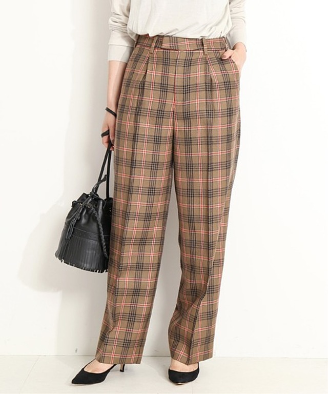 ウールチェックワイドパンツ