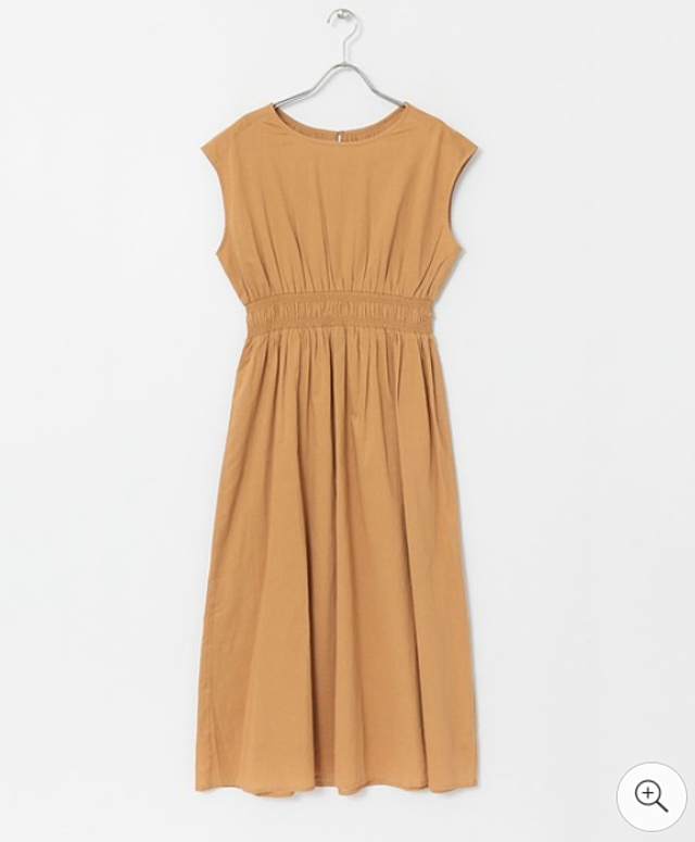 ウエストスモッキングノースリワンピース