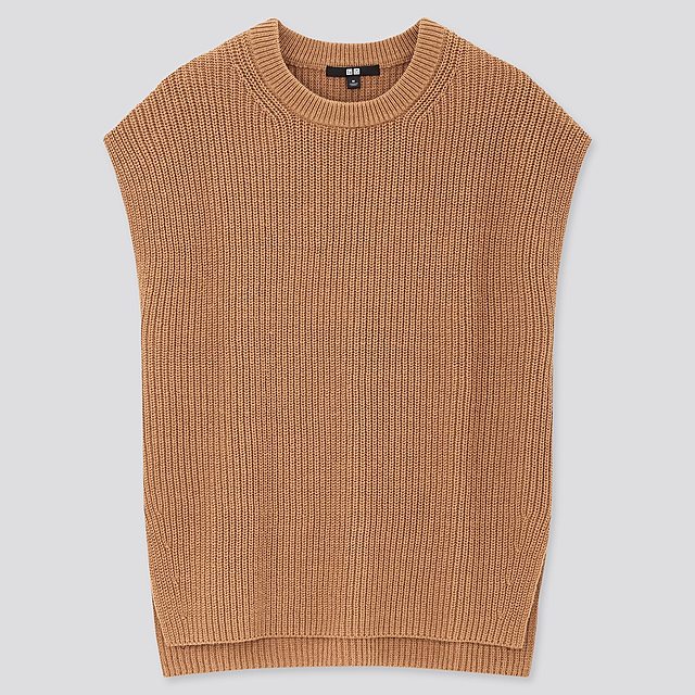 コットンブレンドサイドスリットベスト