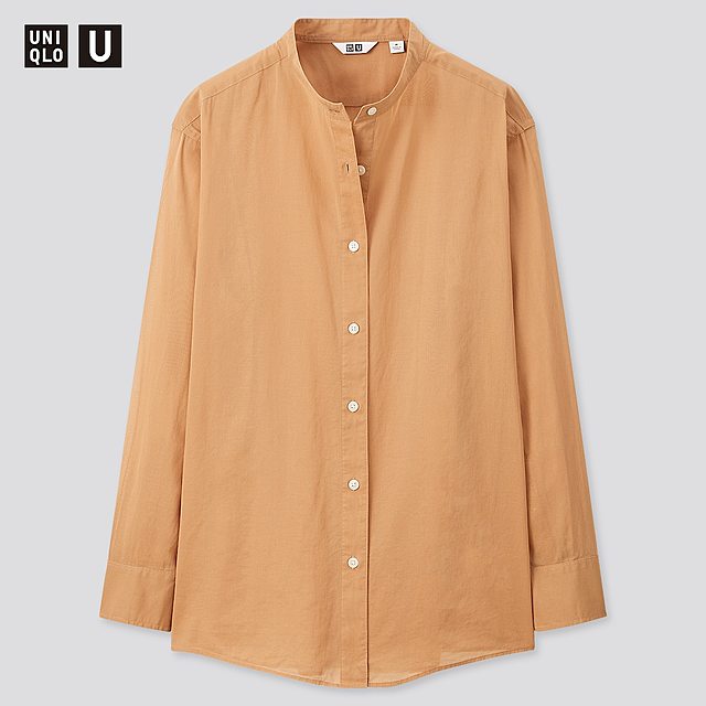 シアーバンドカラーシャツ（長袖）