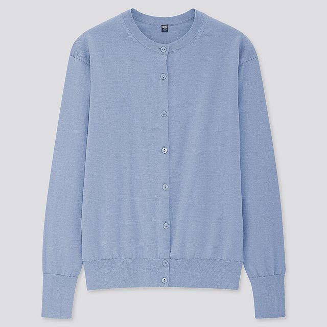 UVカットスーピマコットンクルーネックカーディガン