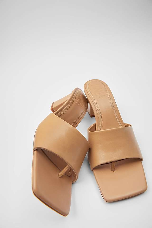 レザーハイヒールサンダル