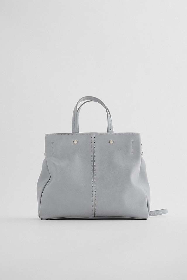 トップステッチ入りミディトートバッグ