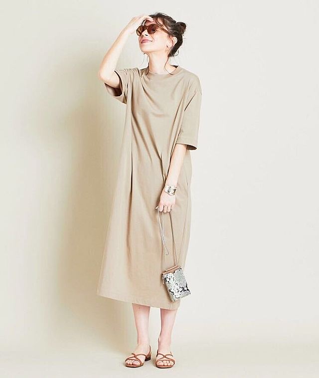 コットン天竺ロングTシャツワンピース
