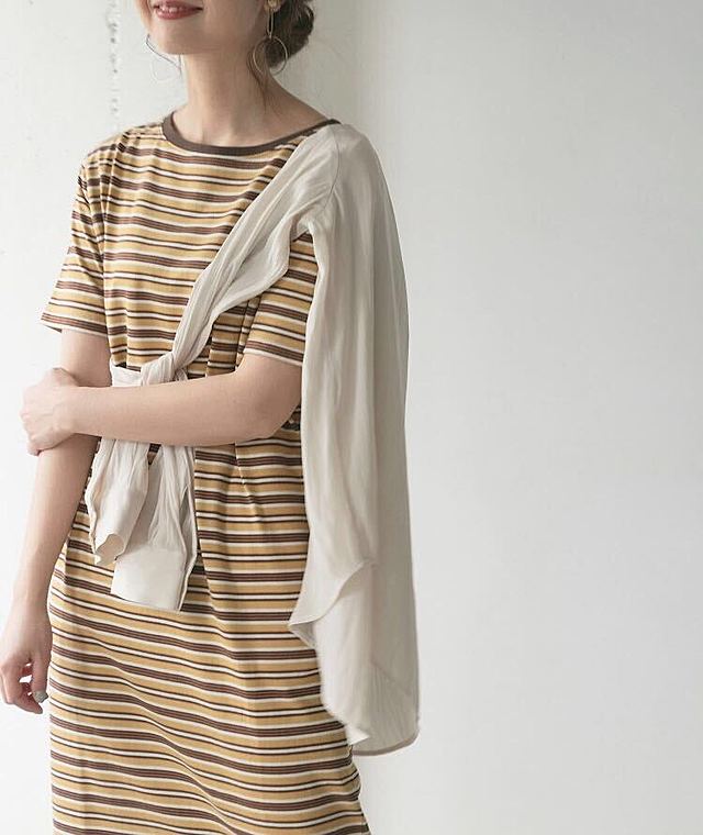 thint　マルチボーダーTシャツワンピース