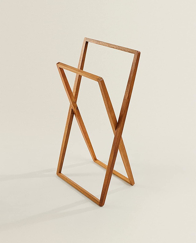 アカシア材製 タオルラック