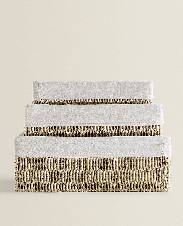 布地内張り付き 長方形 バスケット