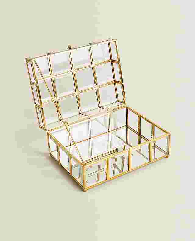 ゴールドメタル＆ガラス製ボックス