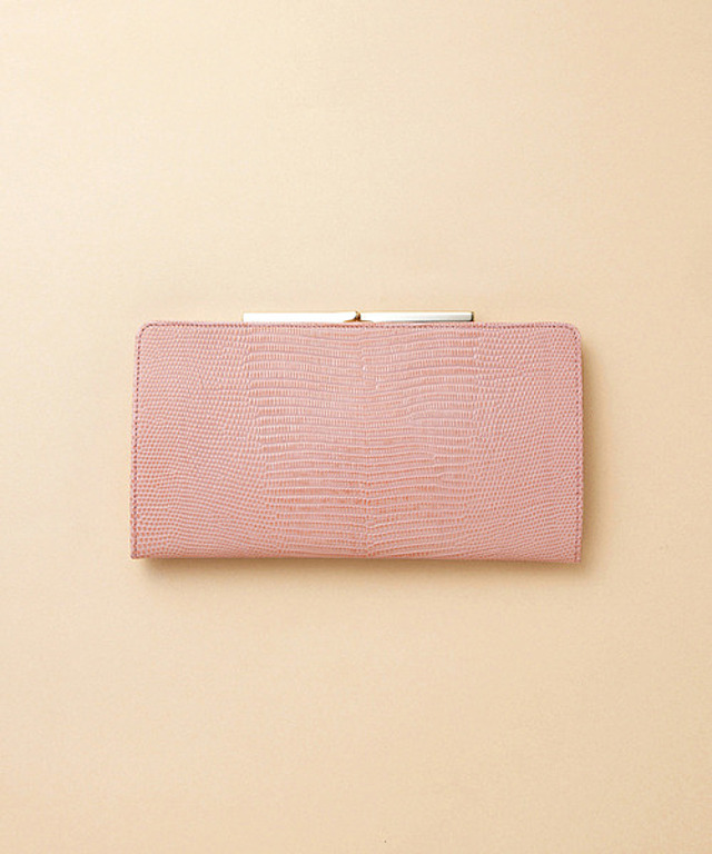 イタリアンレザー・リザード型押し・がま口長財布