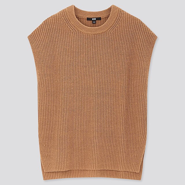 コットンブレンドサイドスリットベスト