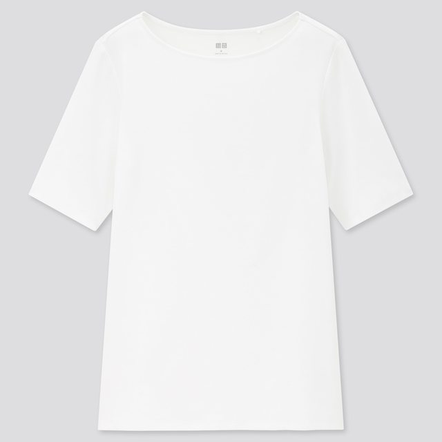 ストレッチコットンボートネックT（半袖）