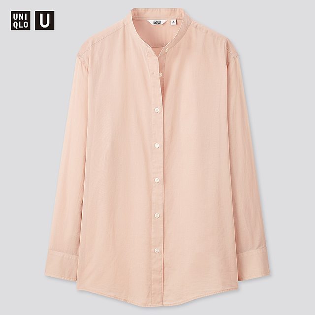 シアーバンドカラーシャツ（長袖）