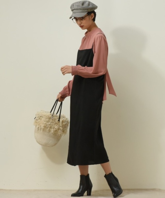 ライトグロスサロペットスカート