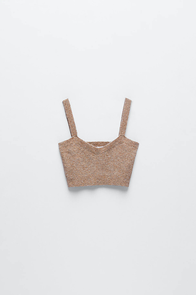 ウール混紡クロップド丈トップス