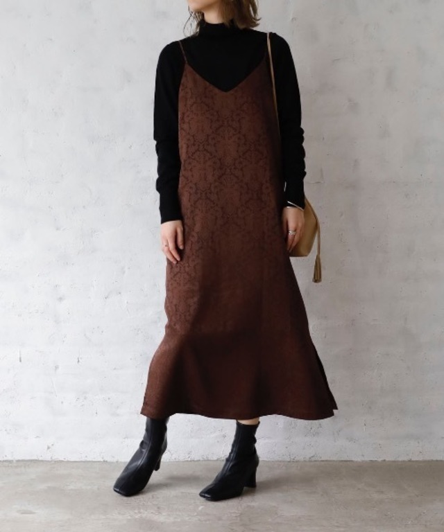 ジャガードサテンキャミワンピース