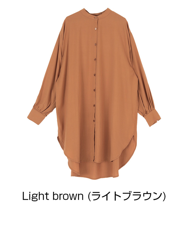 バンドカラーオーバーロングシャツ