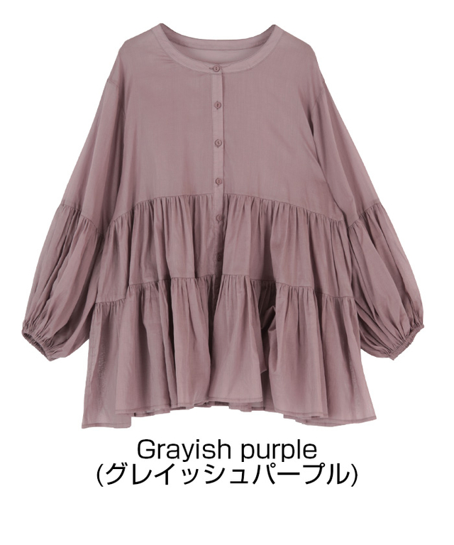 シアーティアードシャツブラウス