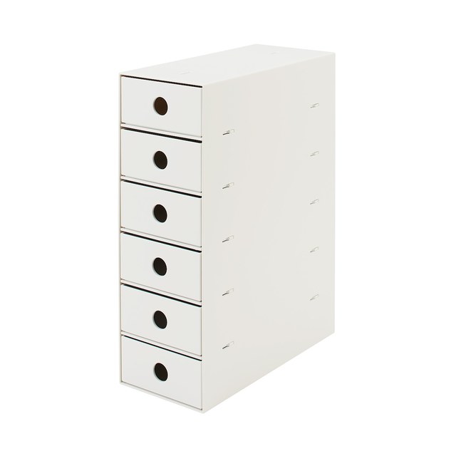 ポリプロピレン小物収納ボックス６段・Ａ４タテ　ホワイトグレー