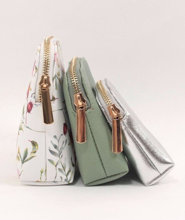 ボタニカル花柄・星柄・無地ポーチ3点セット