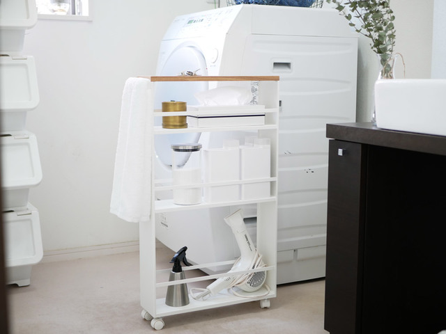 ハンドル付きスリムワゴン ホワイト