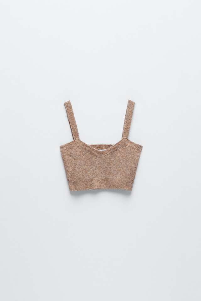 ウール混紡クロップド丈トップス