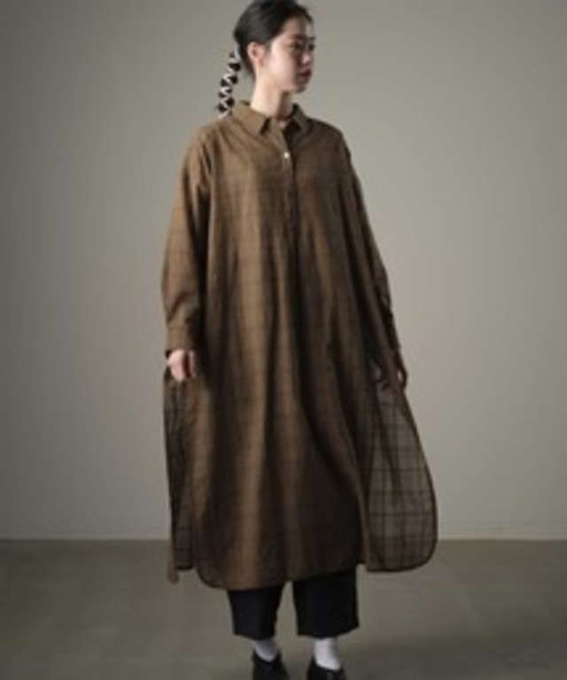 【GINGER掲載 7・8月合併号 掲載】シアーチェック ビッグシャツワンピース