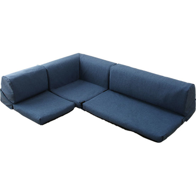 ゆったりリクライニングもできるポケット付きロータイプコーナーソファ3点セット（布）