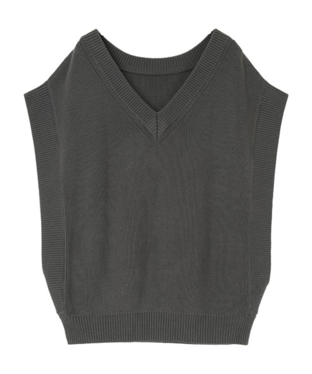 オーバーサイズVネックニットベスと