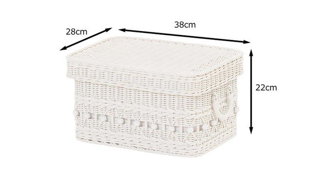 ラタンバスケット（ホワイトウォッシュ）