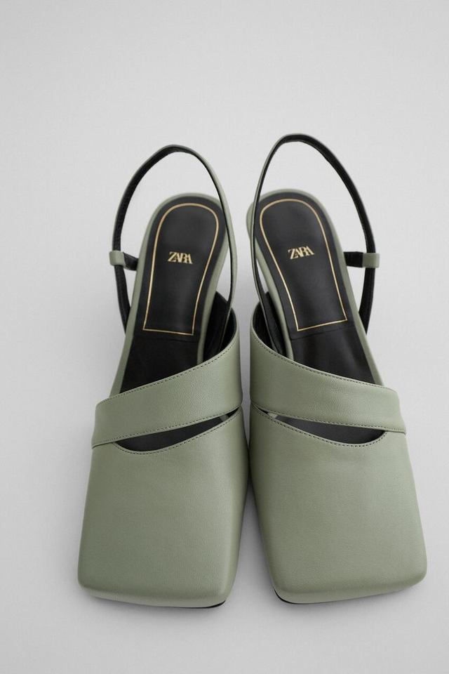 レザー ハイヒール シューズ スクエアトゥ