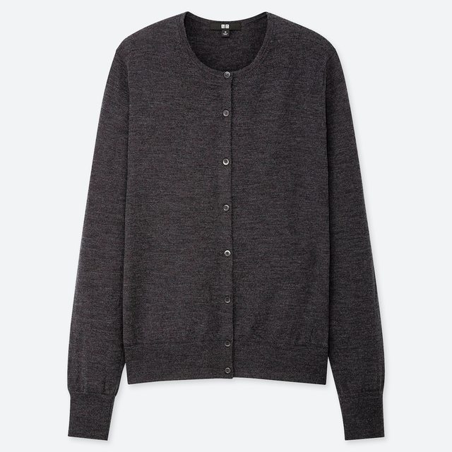 エクストラファインメリノクルーネックカーディガン（長袖）