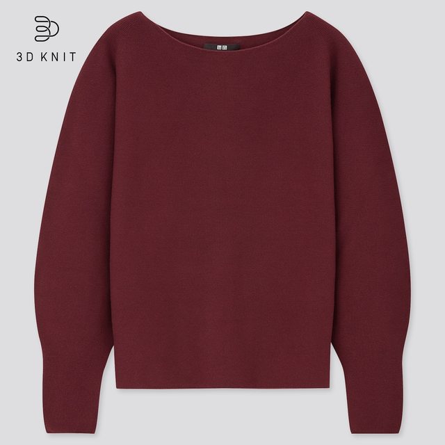 3Dコットンボートネックセーター（長袖）