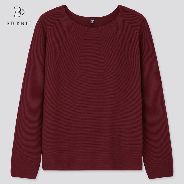 3Dコットンクルーネックセーター（長袖）