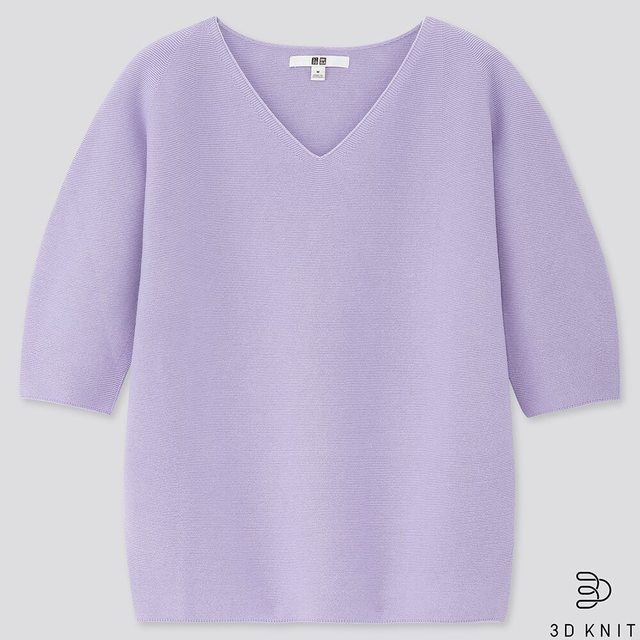 3Dコットンパフスリーブセーター（5分袖）