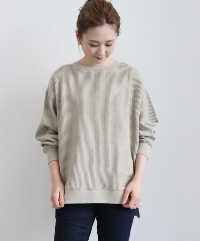 針抜きリブサイドスリットカットプルオーバー