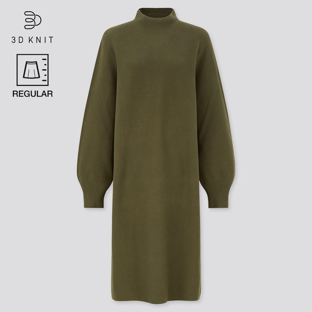 3Dコットンバルーンスリーブワンピース（長袖・レギュラー丈）