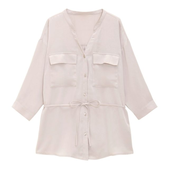 マットサテンダブルポケットシャツ(7分袖)